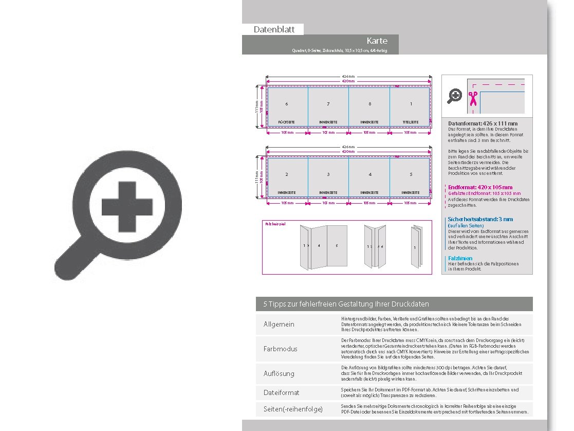 Product Bild trauerkarte__gefalzt_auf_quadrat_10_5_cm_x_10_5_cm__vertikaler_zickzackfalz__8-seitig